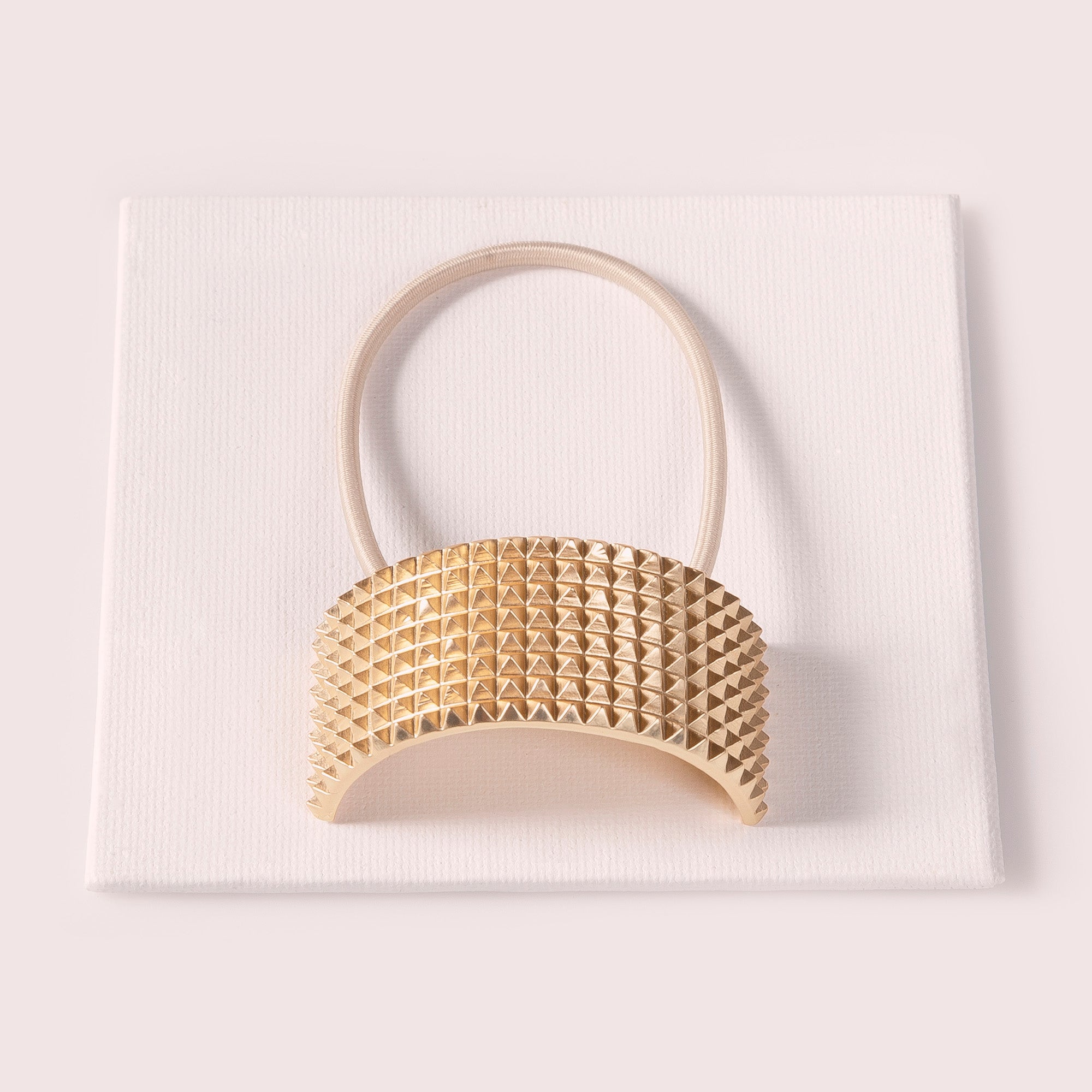 Studded Cuff Textured Metal Hair Tie2