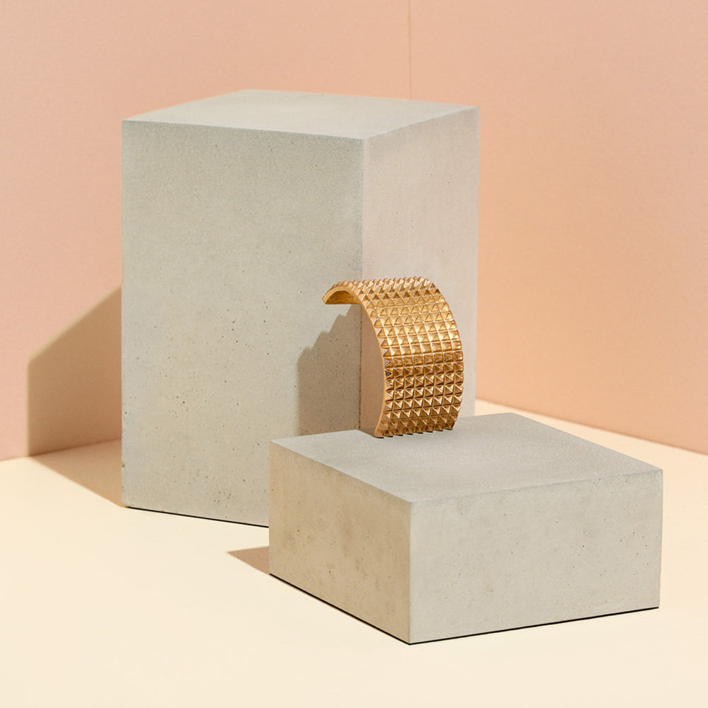 Studded Cuff Textured Metal Hair Tie3