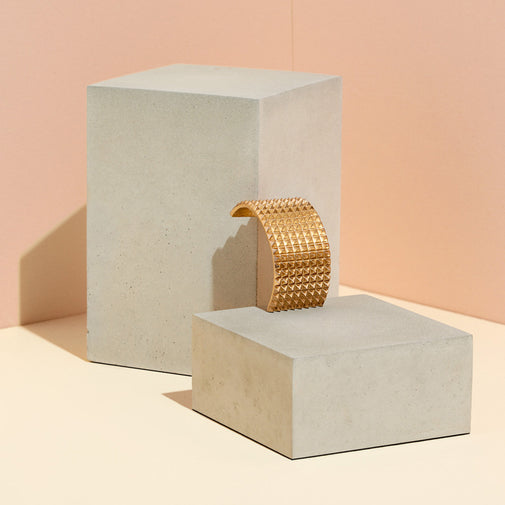 Studded Cuff Textured Metal Hair Tie