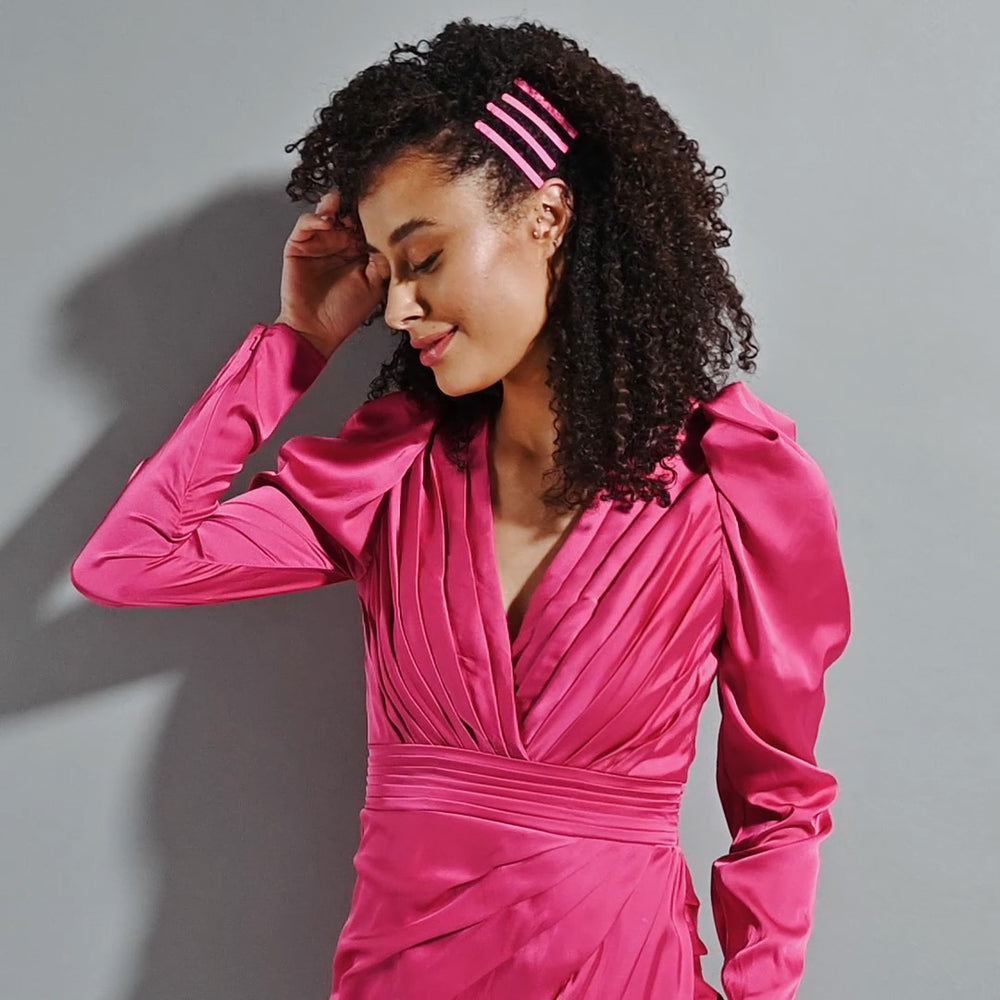 Modern Curved Bobby Pins Set - Fuchsia3