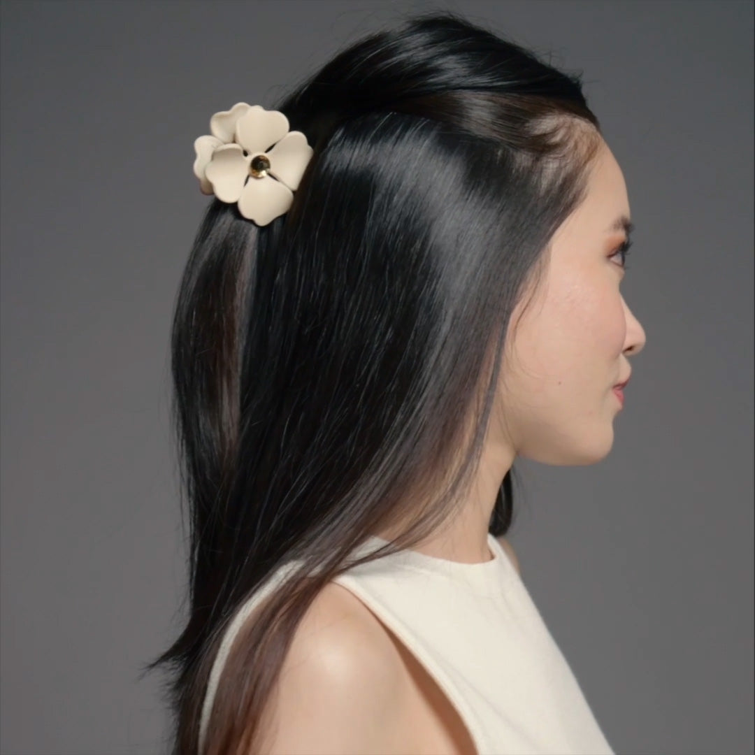 Camellia Rhinestone Flower Claw Clip2