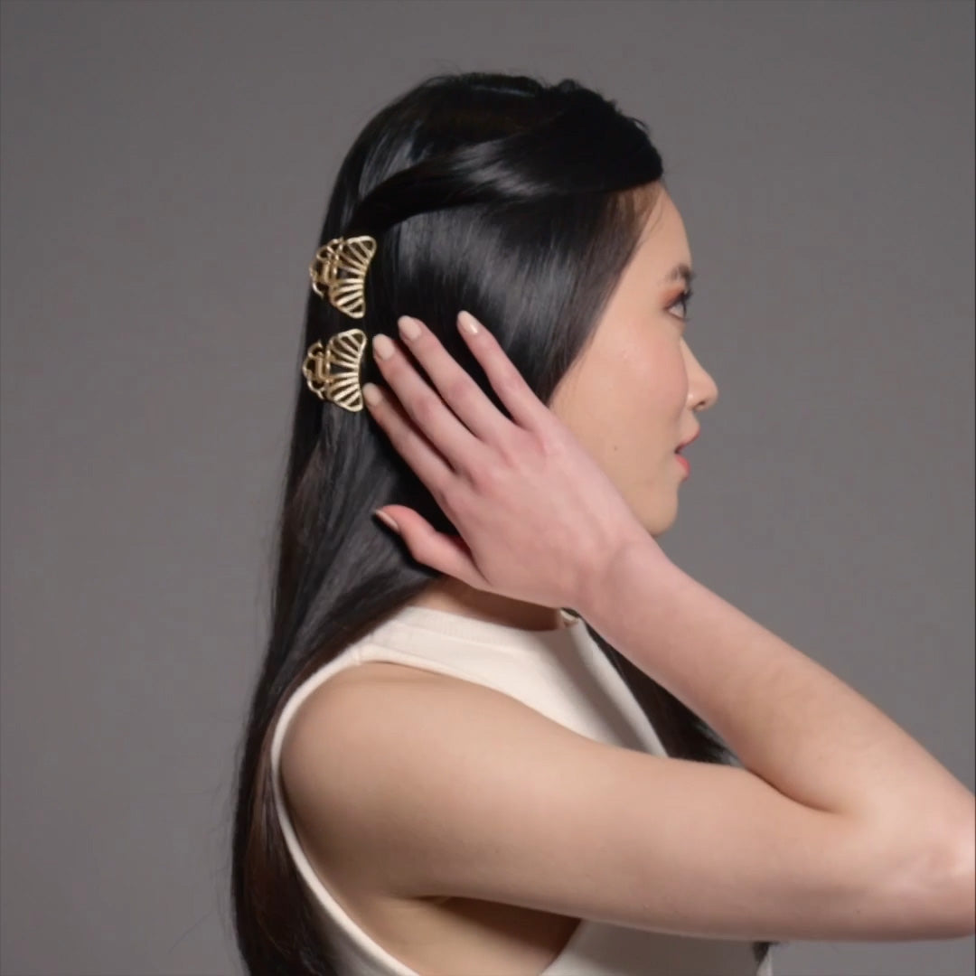 Petite Gilded Mermaid Shell Claw Clips Set3