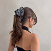 Video of Danielle Bernstein wearing  The Hair Edit's Oversized Gingham Ruffled Scrunchie