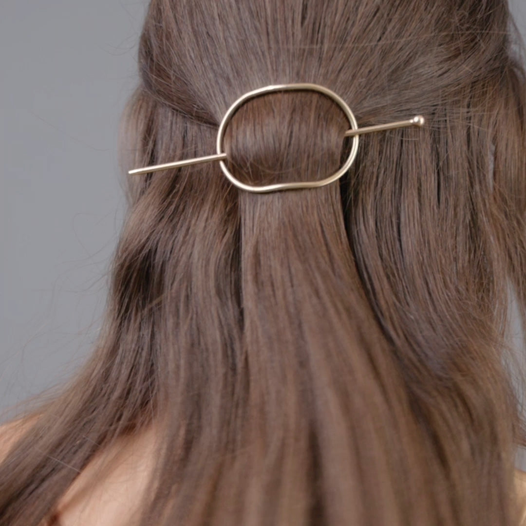 Hoop & Pin Barrette - Gold2