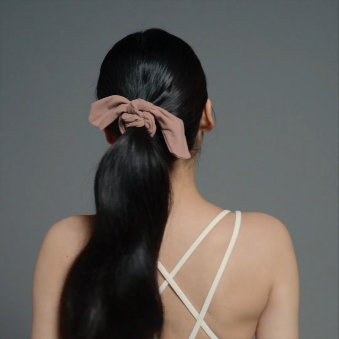 Bow Pose Ribbon Knotted Scrunchie - Mauve2