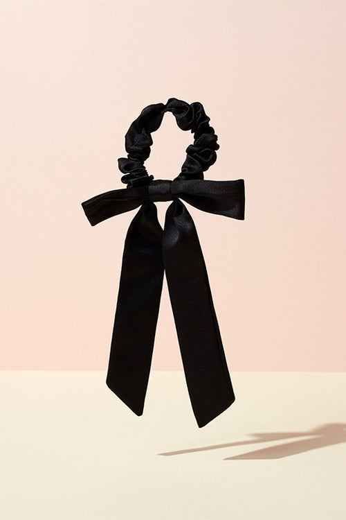 The Hair Edit black knotted ribbon scrunchie hair bow accessory
