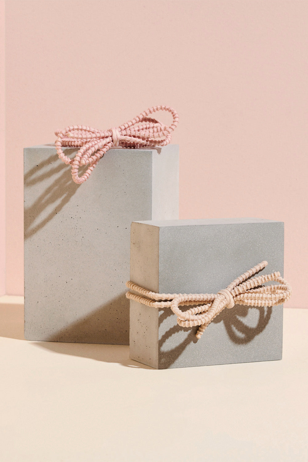 The Hair Edit blush pink knotted bow hair tie set pack of two