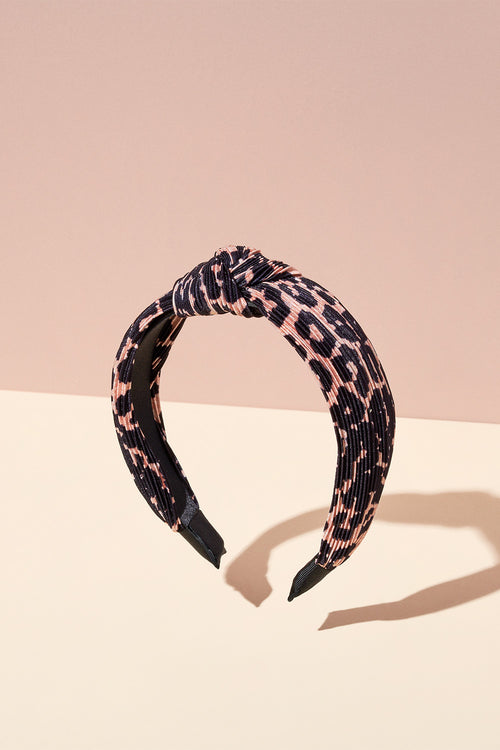 The Hair Edit leopard print knotted pleated headband