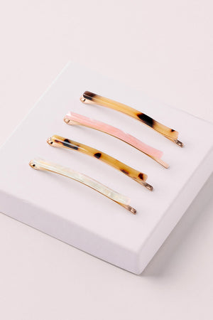 Marble Bobby Pin Set - 4 Pack