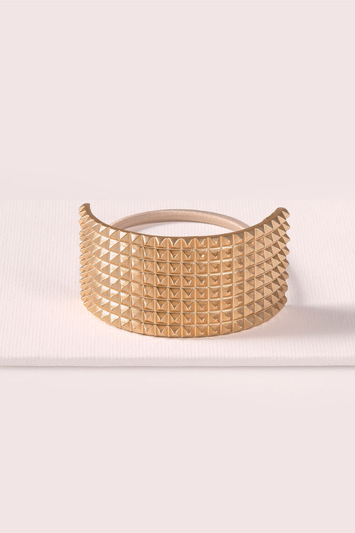 The Hair Edit Ponytail Studded Soft Gold Cuff Textured Metal Hair Tie