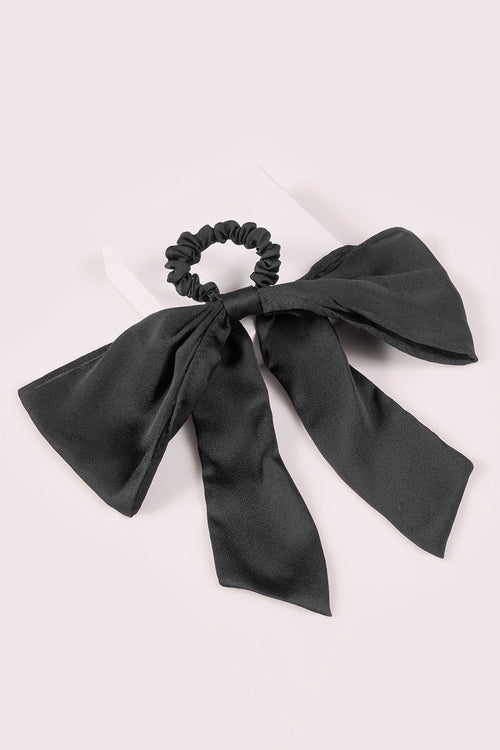 Soft Black Ribbon Hair Scrunchie