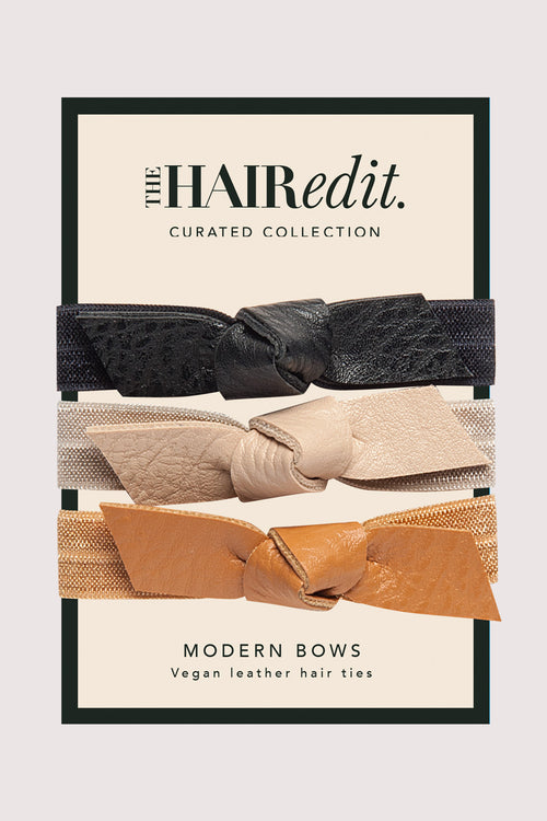 Leather Hair Tie Bows Set - 3 Pack
