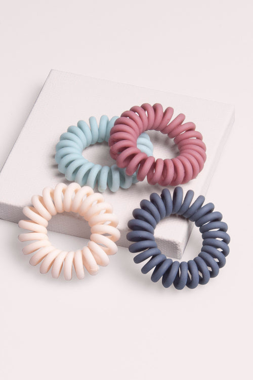 Pastel Spiral Hair Ties - 4 Pack