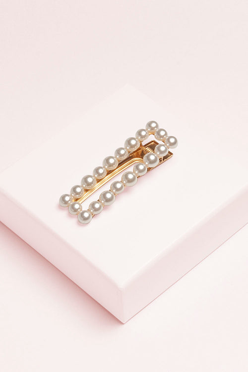 Verity Jones London — Bow shaped hair clip in gold with small pearls