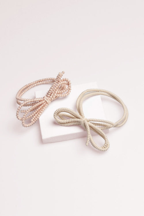Blush Knotted Bow Hair Tie Set - 2 Pack