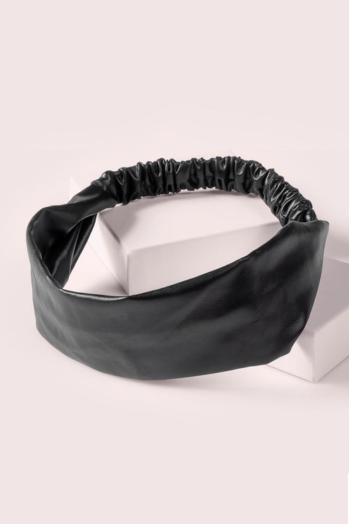 The Hair Edit Black Sleek Soft Vegan Faux Leather Headband Wrap Hair Accessory