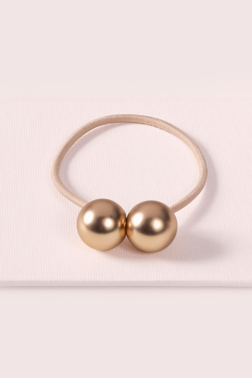 The Hair Edit Soft Gold Orb Duo Ponytail Holder Dual-Sphere Metal Hair Tie Accessory