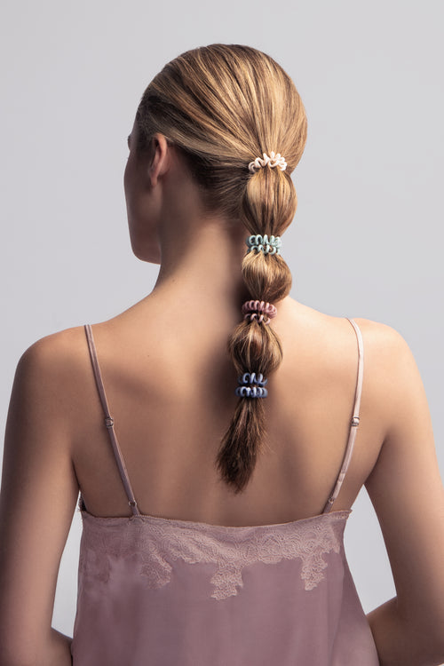 Soft Touch Loop Spiral Hair Ties Set - Pastel
