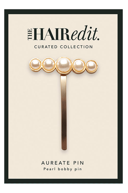 The Hair Edit pearl gold aureate hair pin accessory packaging front
