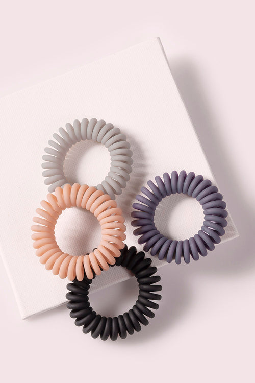 Slate & Rose Spiral Hair Ties Set - 4 Pack