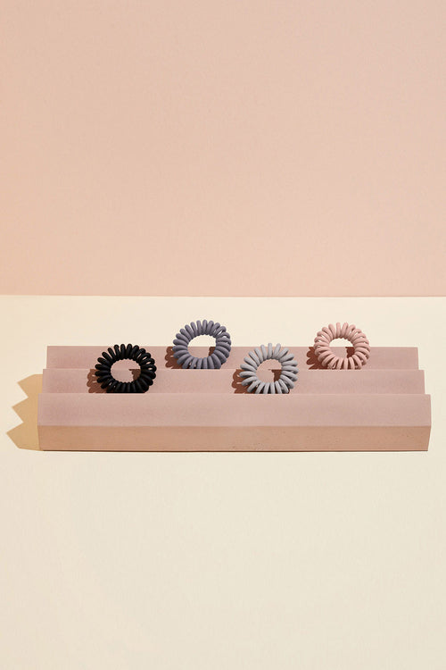 Slate & Rose Spiral Hair Ties Set - 4 Pack