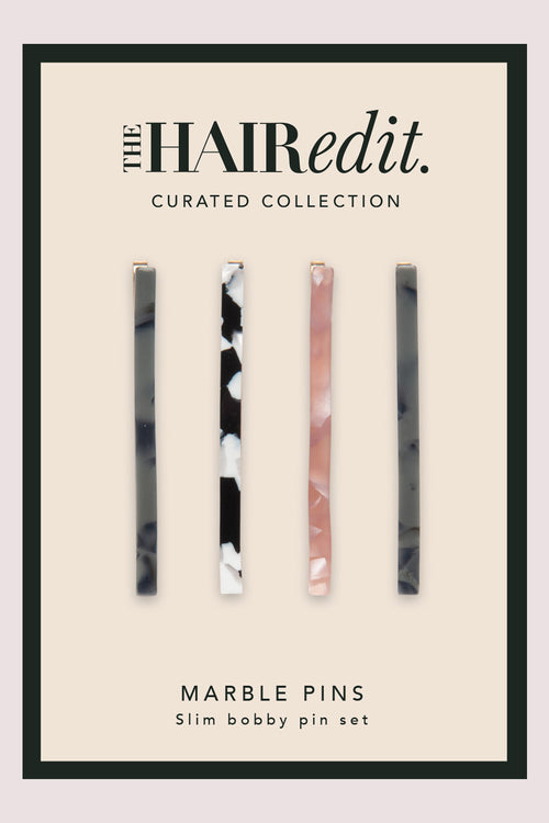 Jade Marble Bobby Pin Set - 4 Pack