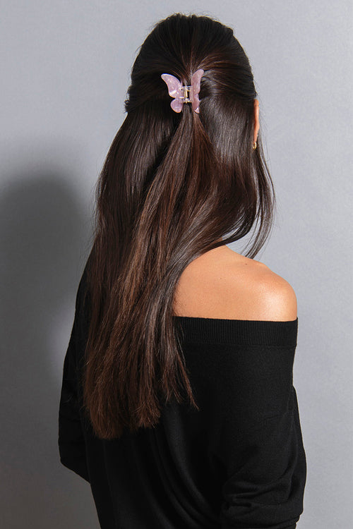 Papillon Butterfly Claw Clip - Blush Marble