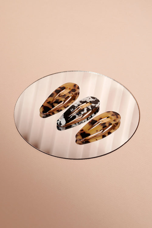 Snap Triangles Hair Clips Set - Tortoise