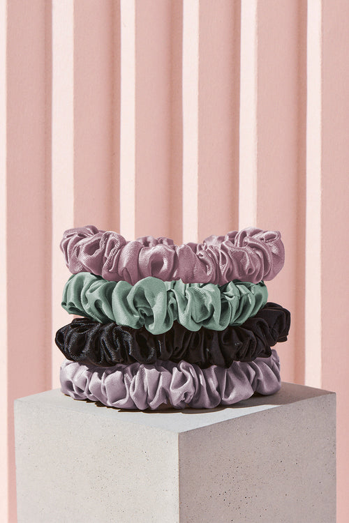 Sage & Mauve Multi-Color Satin Scrunchies Set - 4 Pack